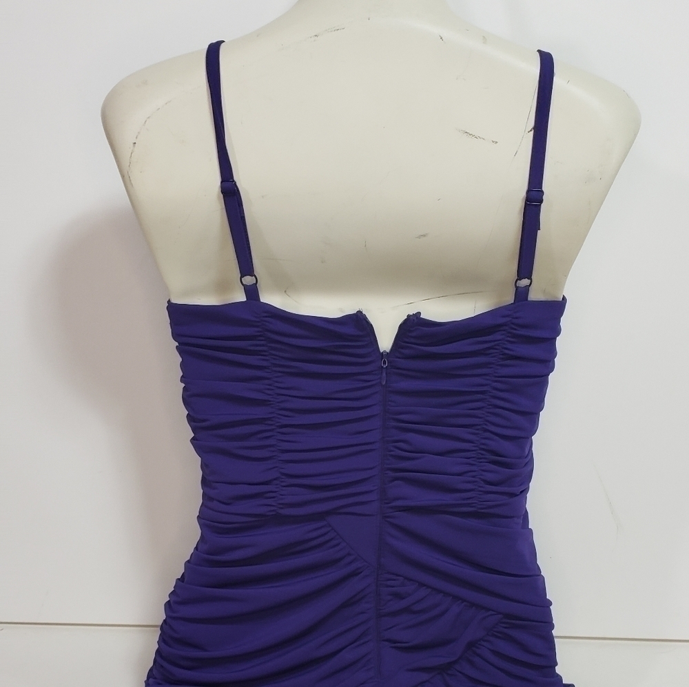 Deep Purple Ruffled Suzy Sheer Formal Dress - Picture 6 of 7